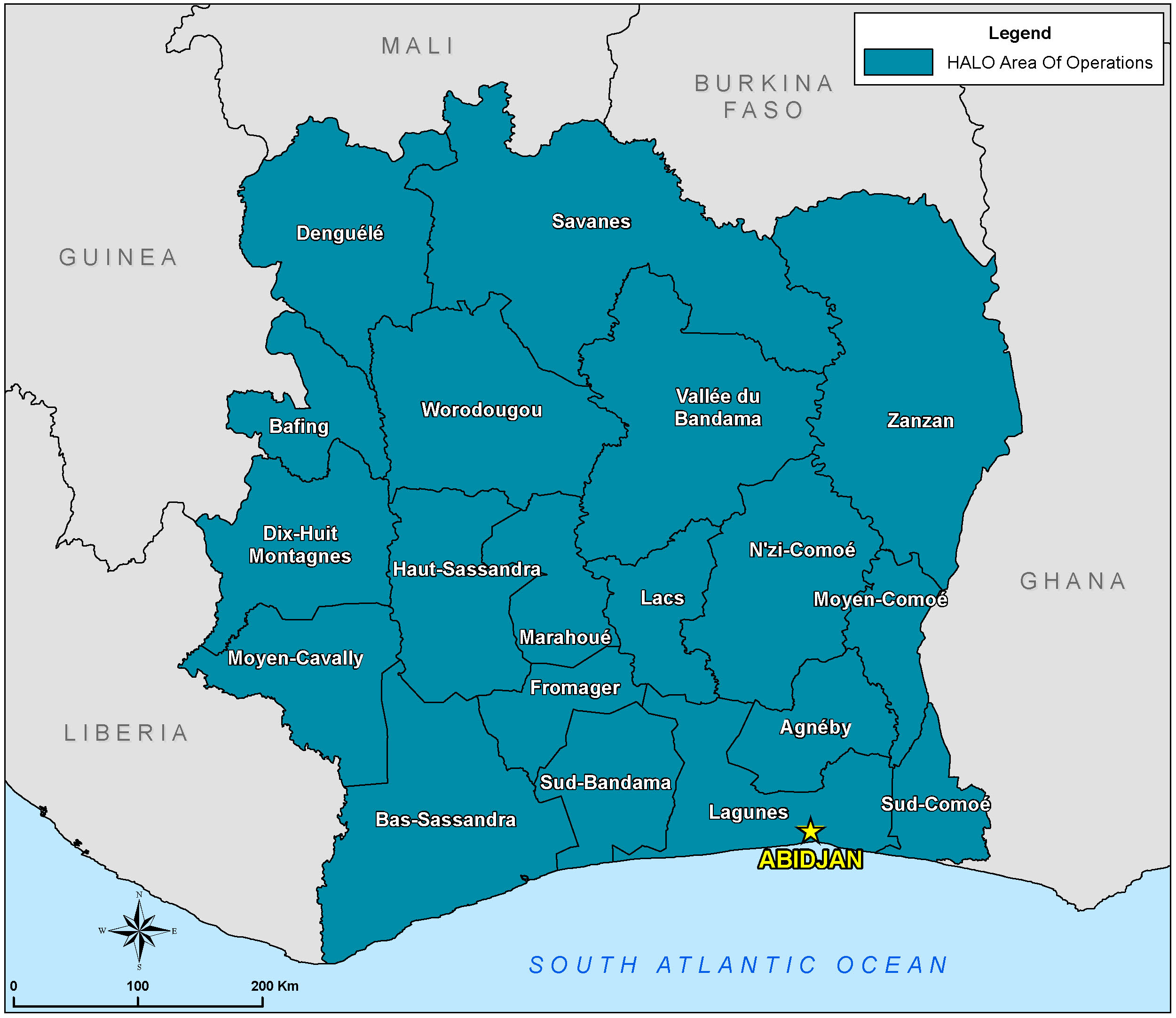 Ivory Coast Where We Work Map 