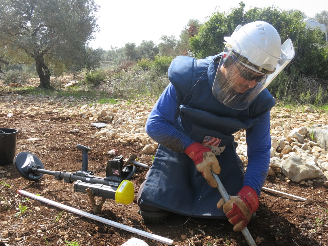 Manual demining at a-Nabi Elyas minefield, HALO Trust.
