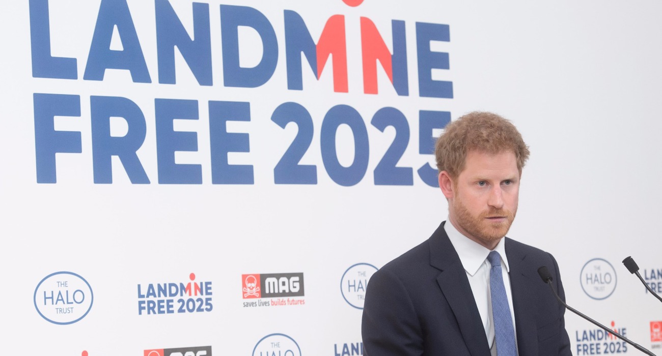 Prince Harry delivers a speech at the Landmine Free 2025 event hosted by HALO and MAG