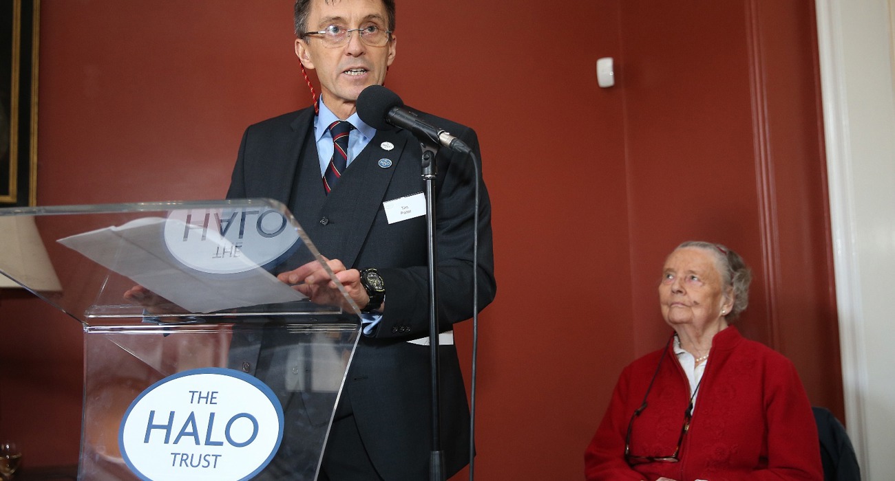 Tim Porter delivers a speech at The HALO Trust Memorial Service