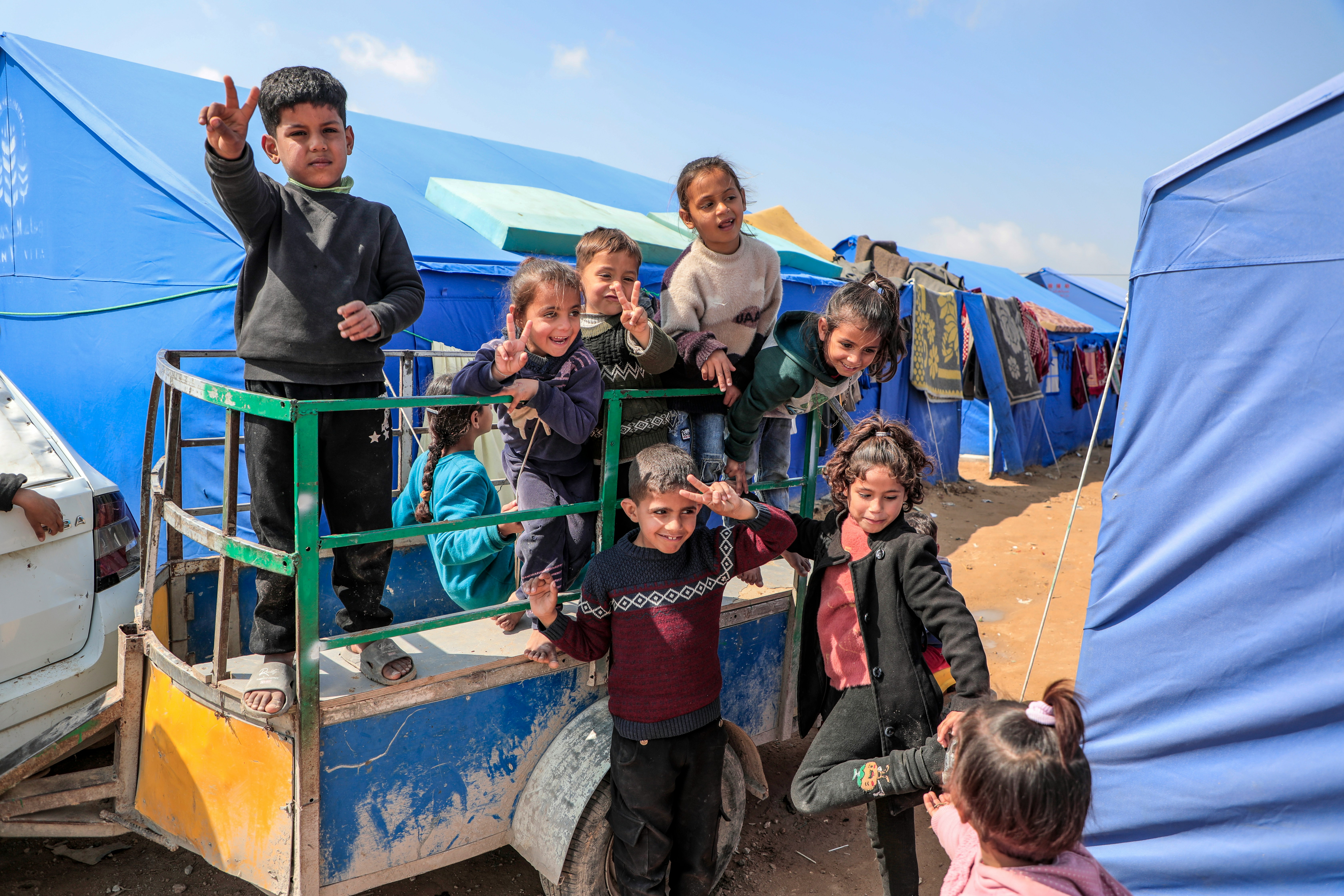 Group of children in a Gaza refugee camp