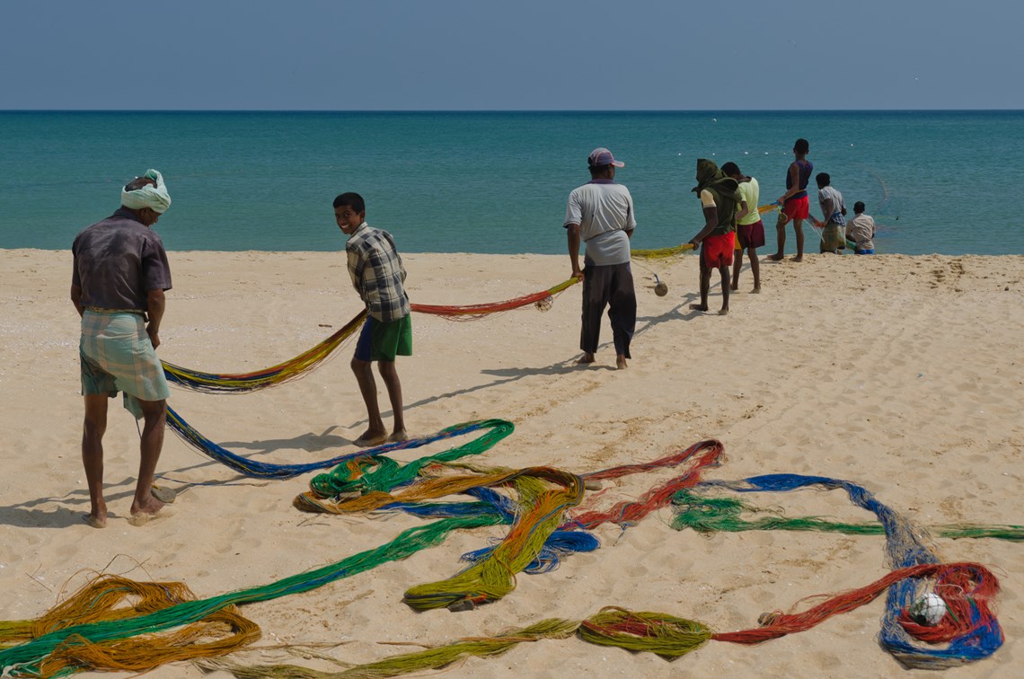 Chundikulam Fishermen using the beach cleared by HALO.