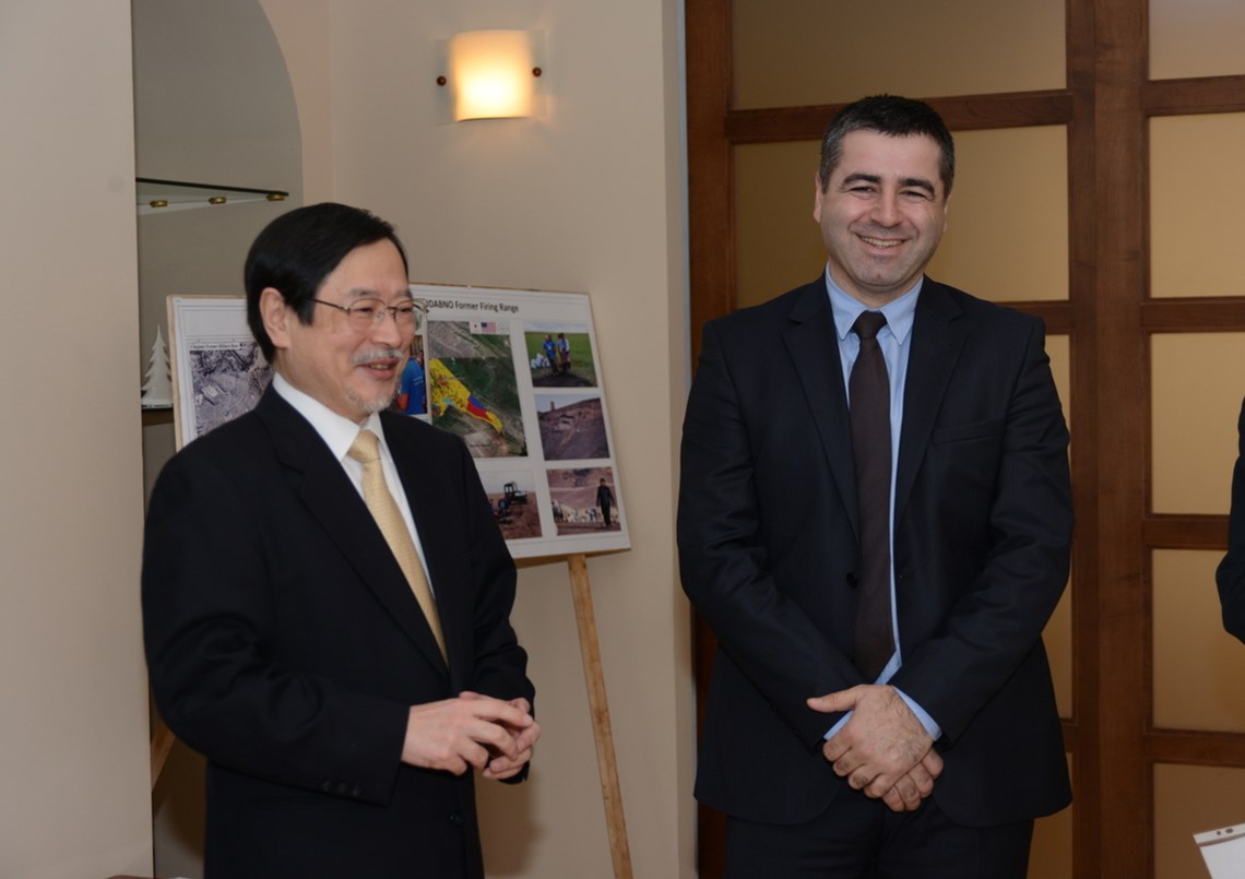 Irakli Chitanava with Ambassador Toshio Kaitani after the signing ceremony.