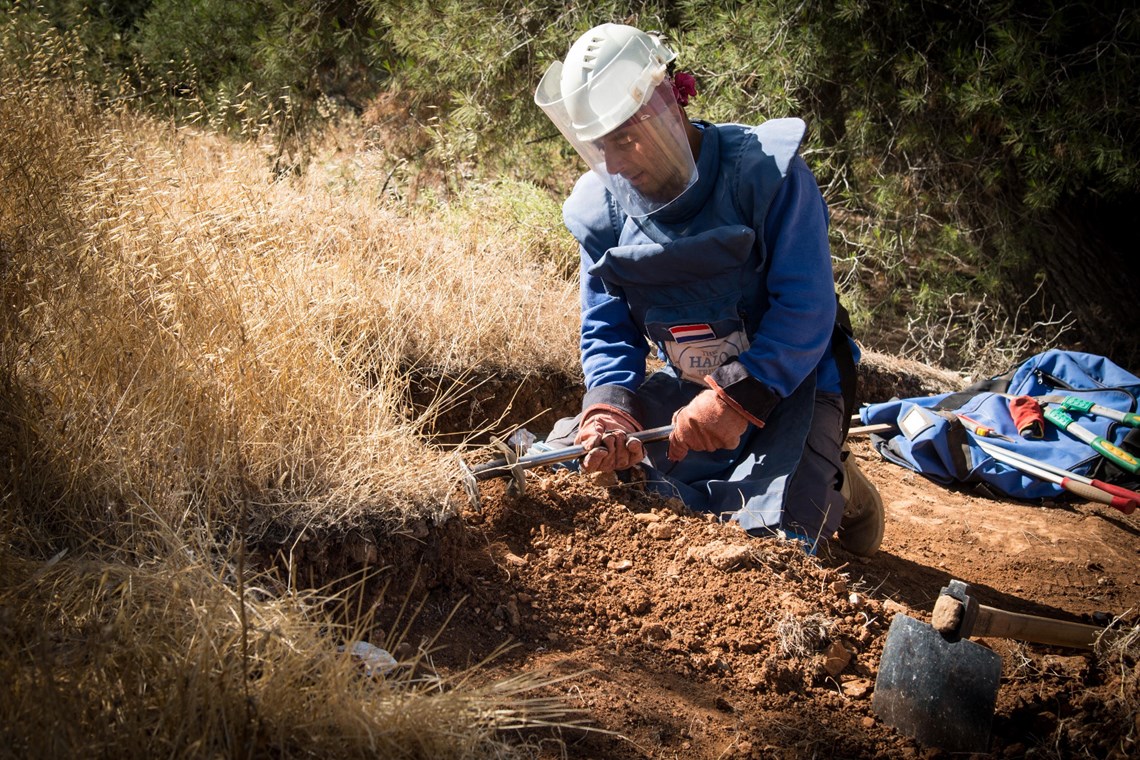 Manual landmine clearance underway in the West Bank, HALO Trust.