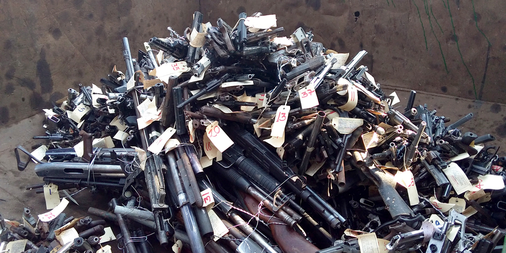 A pile of weapons for destruction