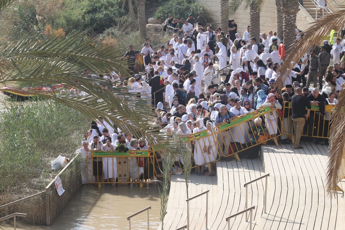 Baptism service at the River Jordan