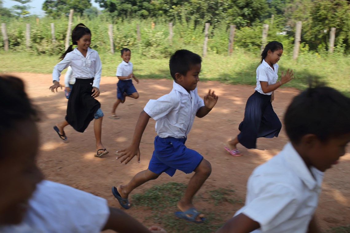 Child beneficiaries playing at school in Cambodia 