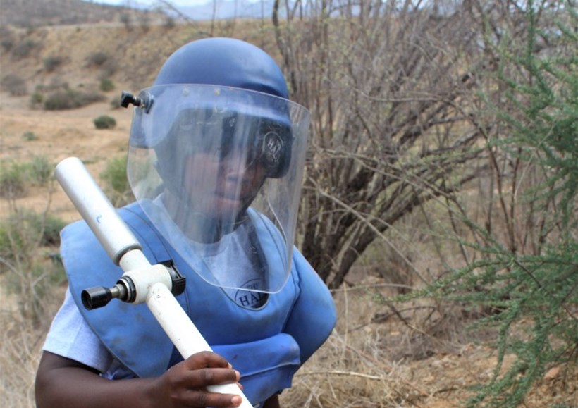 Manual deminer from HALO Angola's 100 Women in demining.