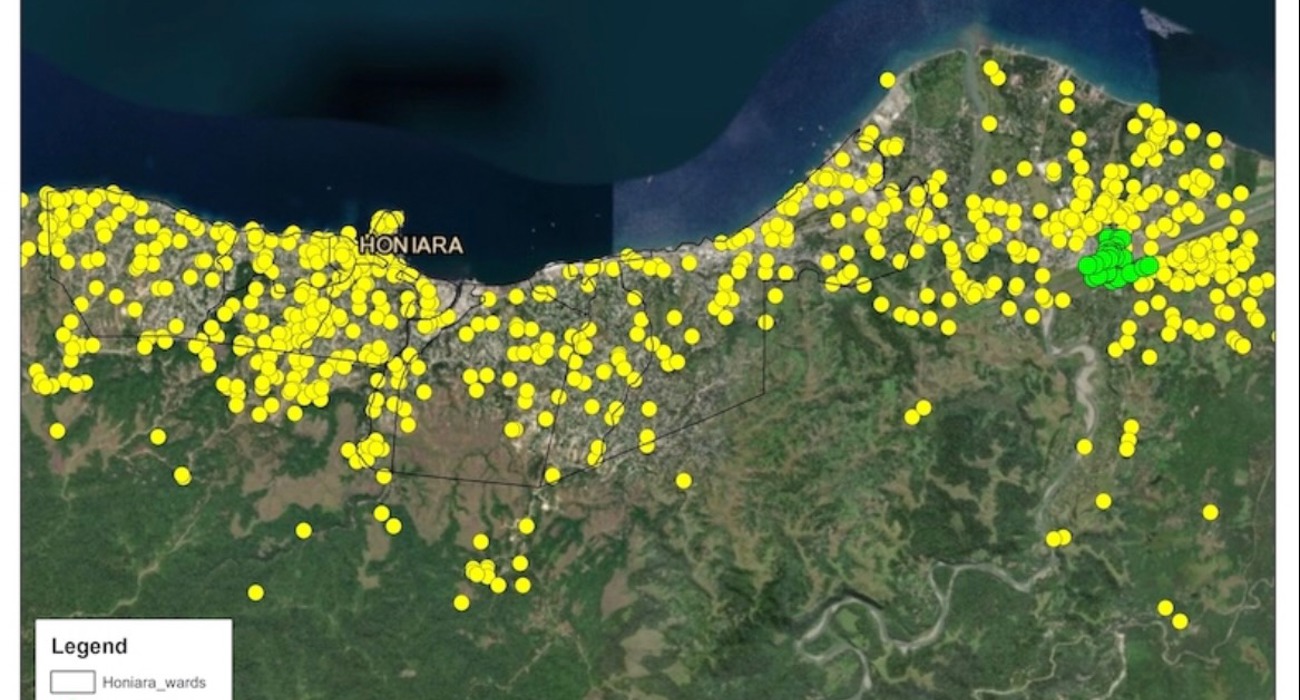 Yellow dots on a map depicting where police forces have faced explosives disposal call outs 2011-2020
