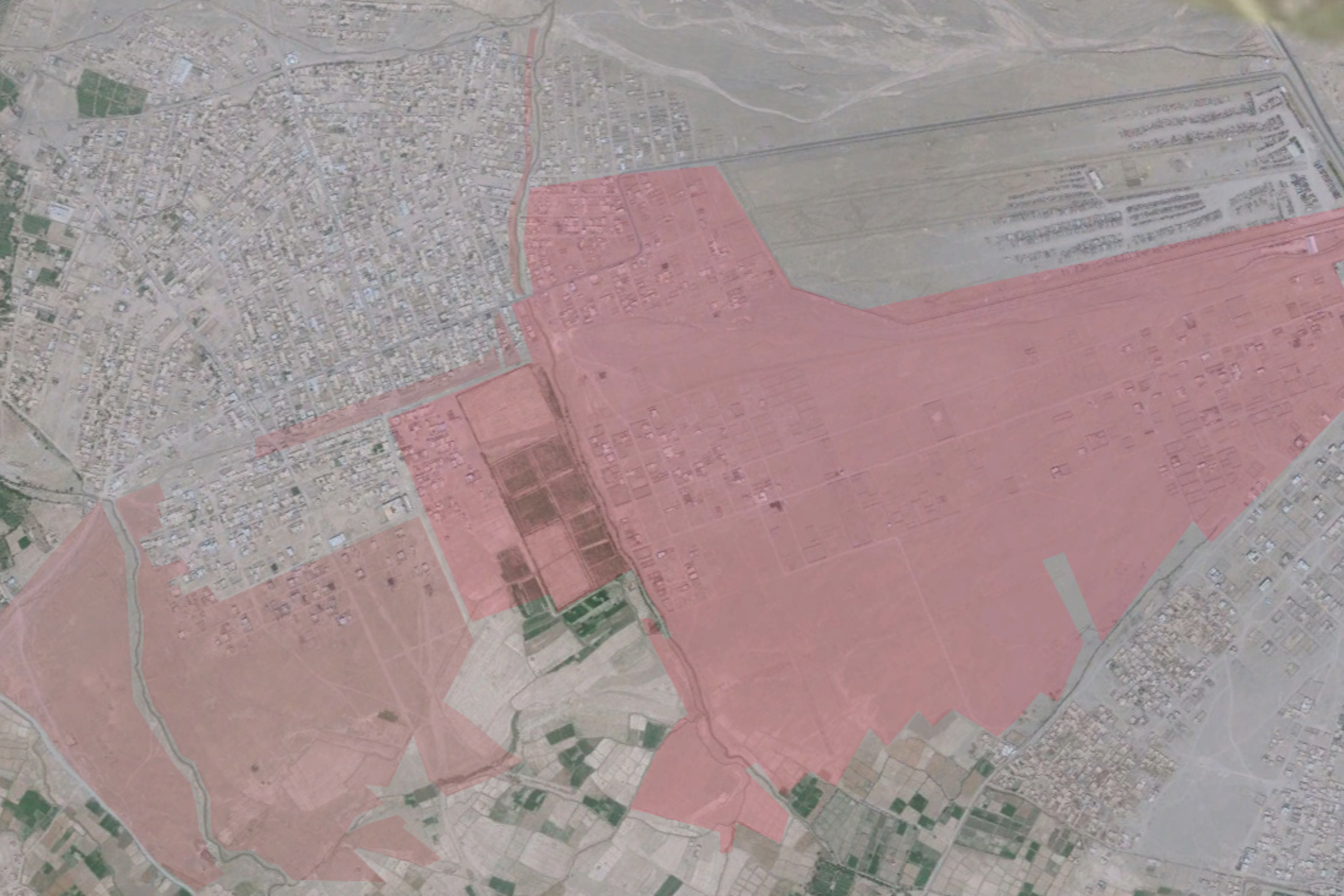 A map image highlighting land formerly contaminated with landmines