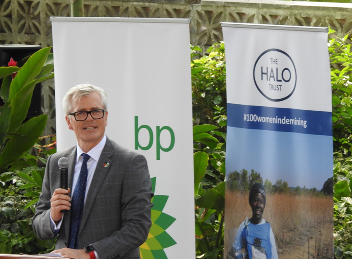 BP Angola's regional president, Stephen Willis, addresses guests at the signing ceremony