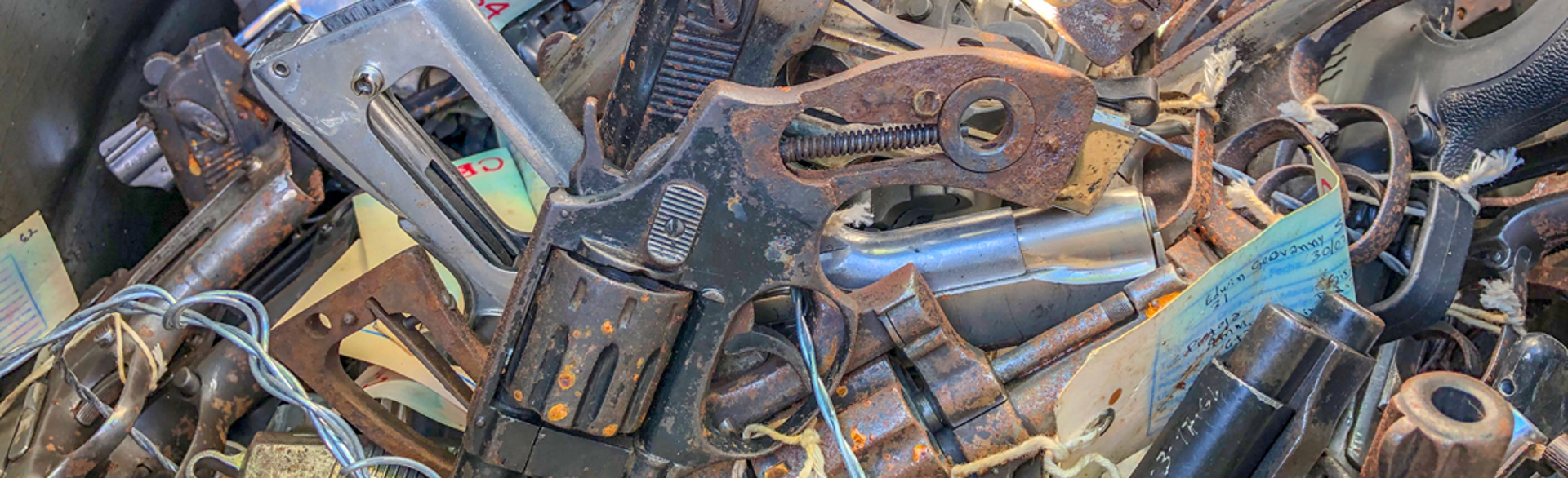 A pile of confiscated weapons