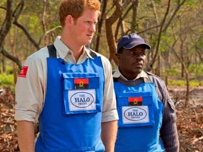 Prince Harry wearing a HALO vest
