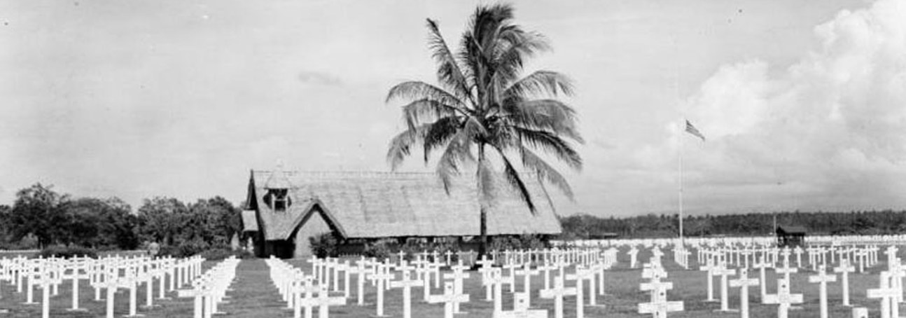 Military cemetery on Guadalcanal, 1945