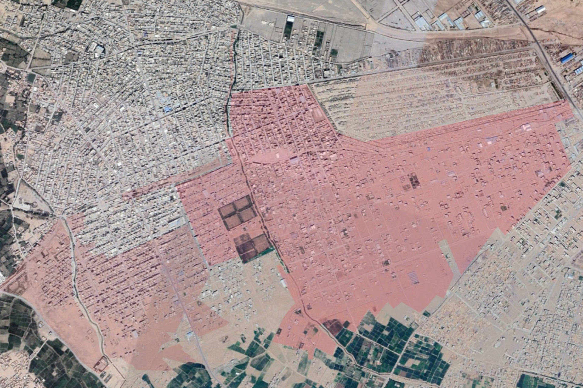 A map image highlighting land formerly contaminated with landmines
