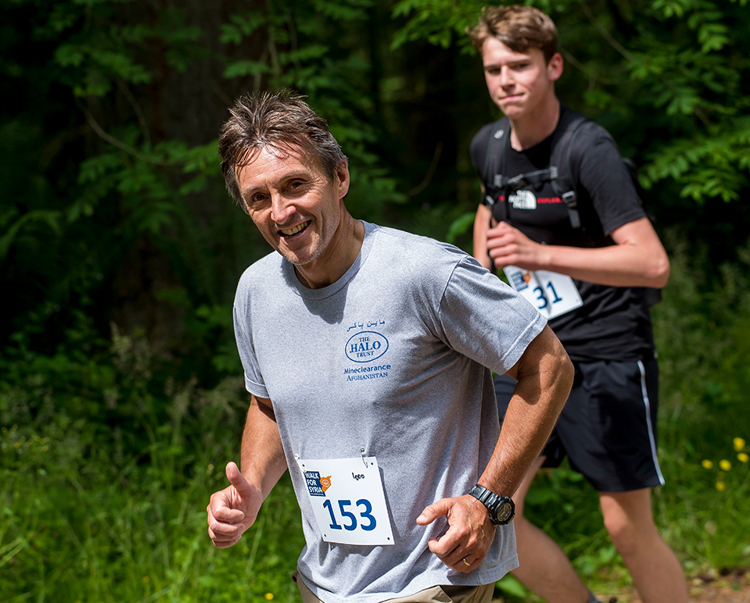 Tim Porter, Regional Director for the Middle East, runs down the path in his walk for Syria