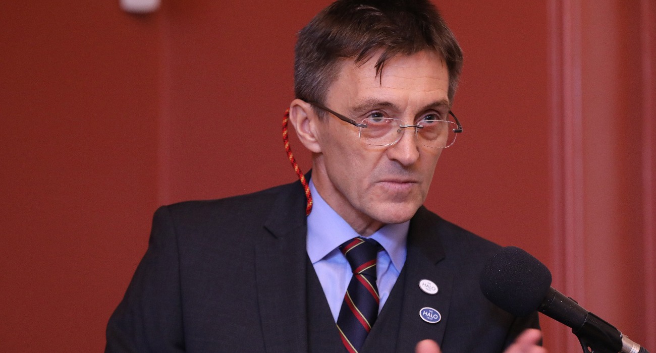 Tim Porter delivers a speech at The HALO Trust Memorial Service