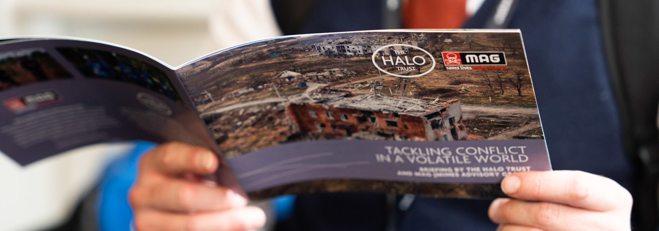 Close up image of an information booklet provided by HALO and MAG at the Labour Party Conference