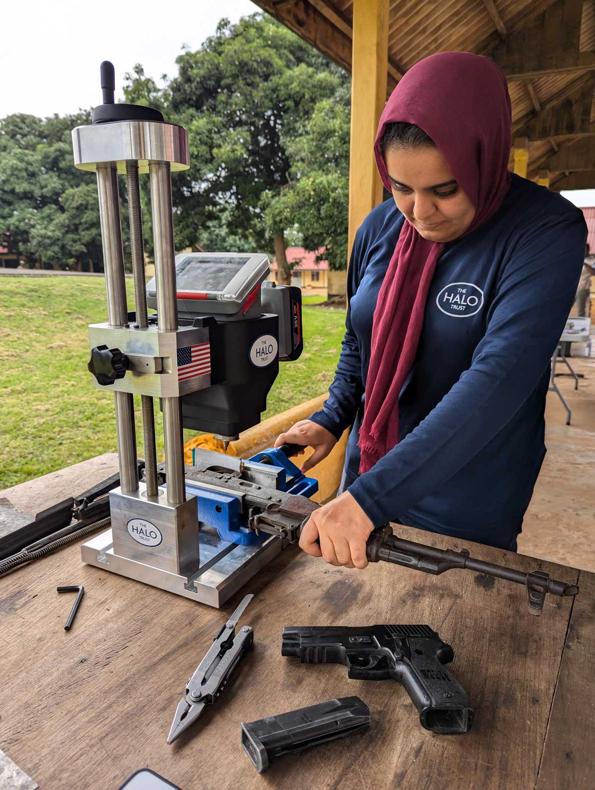Nama, uses a weapon marking machine to mark guns