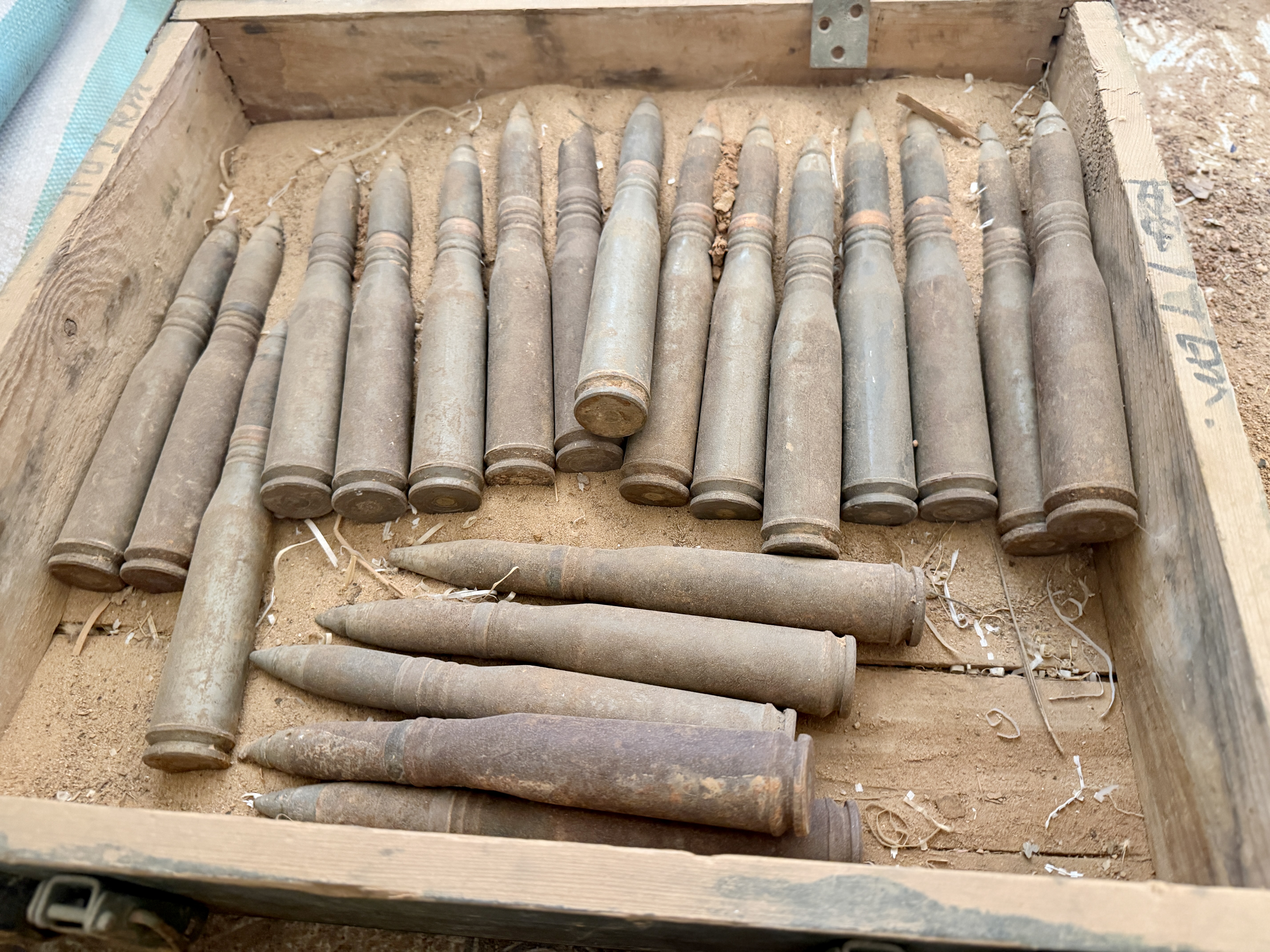 A crate of unexploded bombs in Somalia