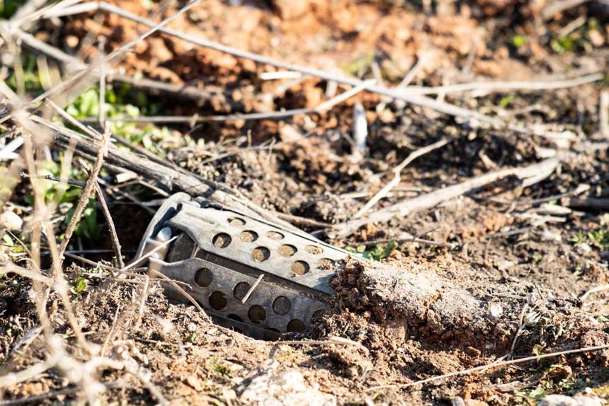 An unexploded POM 2 landmine, Miznaz, Syria