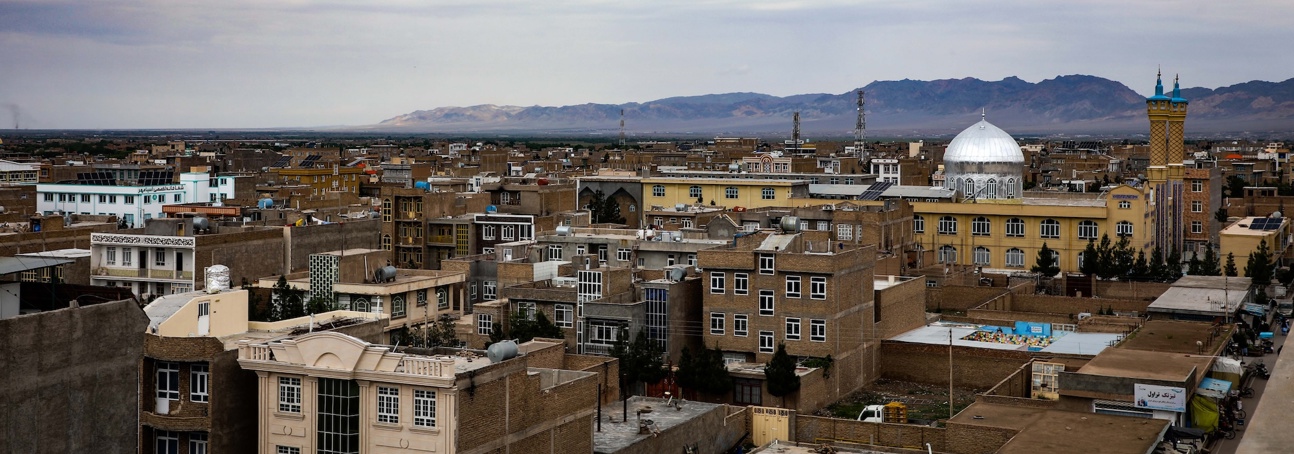 The skyline of buildings of Jebrail, a town near Herat in Afghanistan