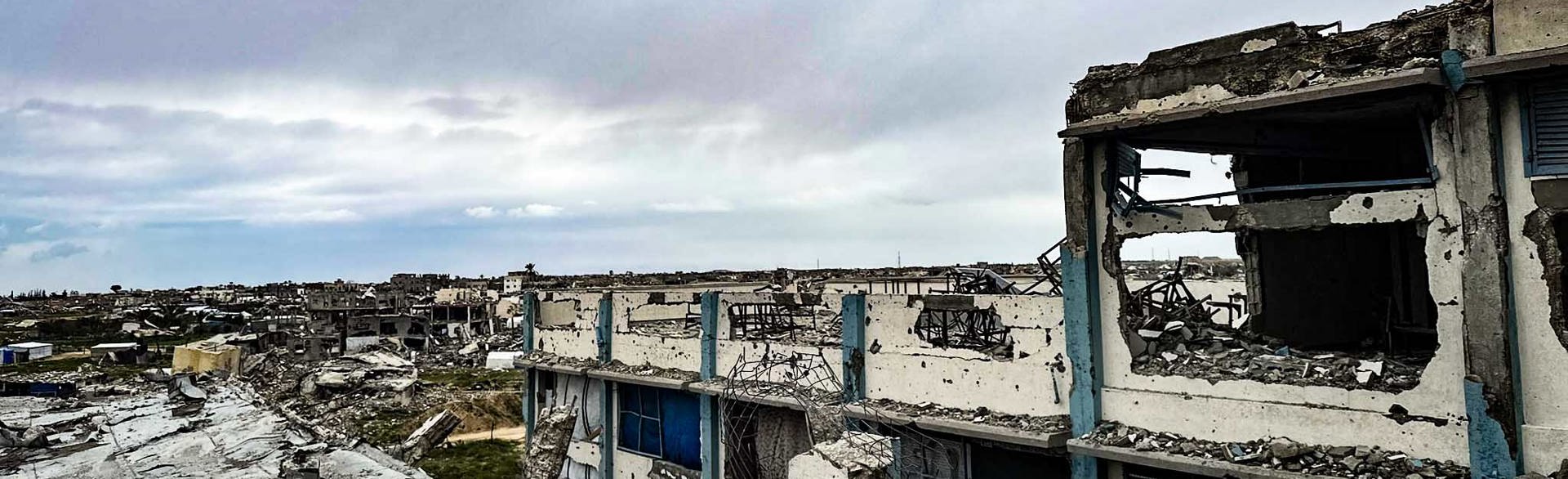 The upper floors of a damaged UN school in Gaza