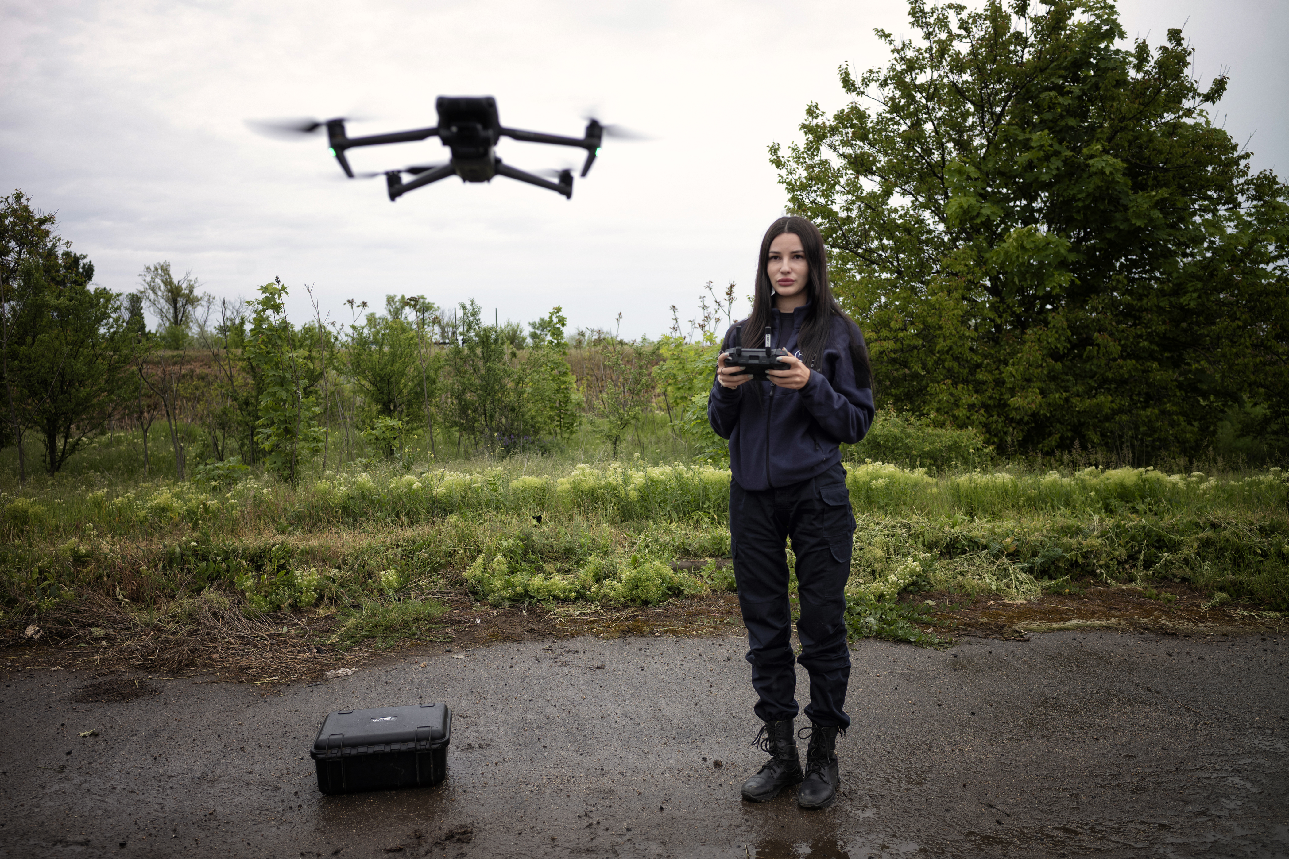 HALO staff member Anastasia flies a hazard identification drone