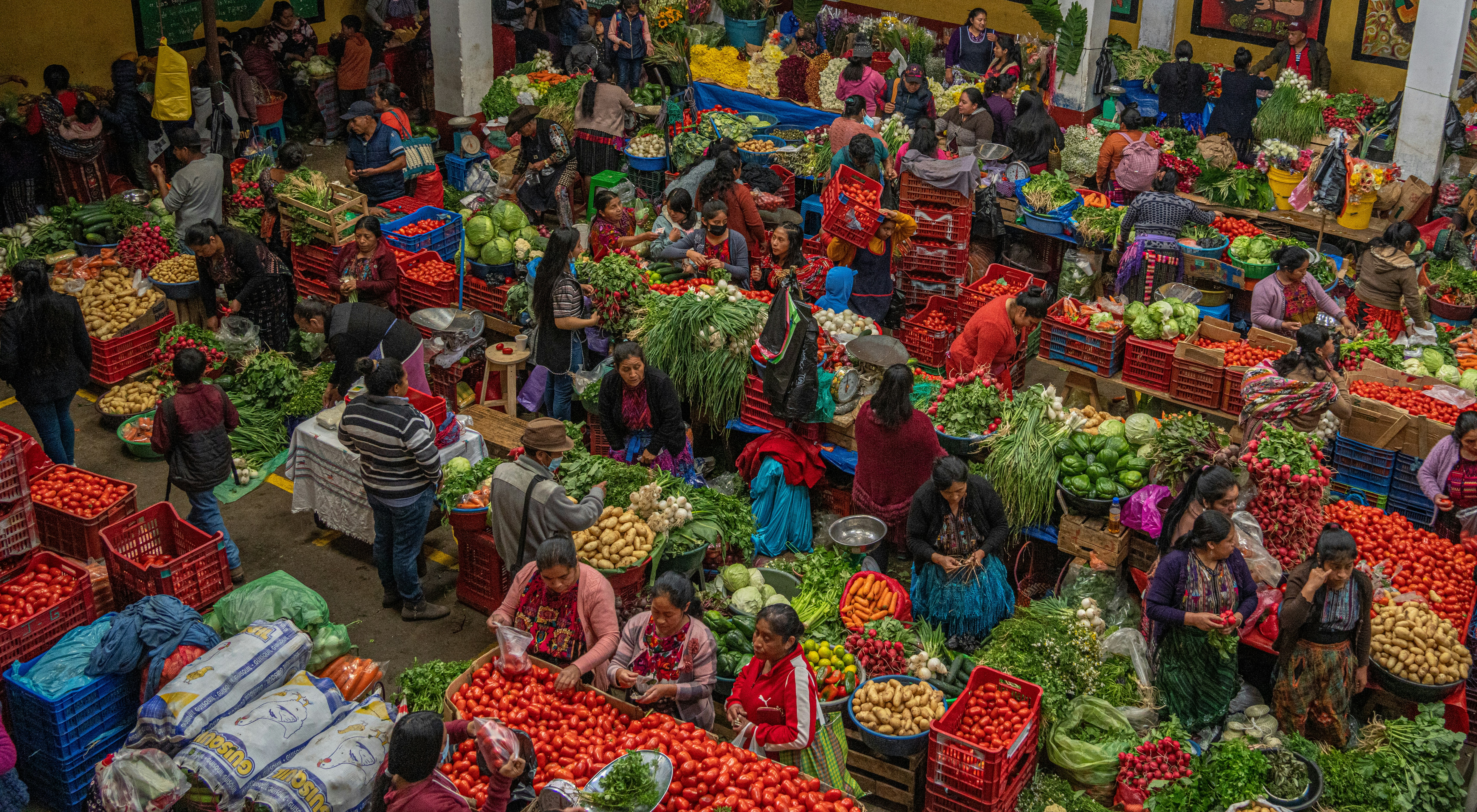 Busy food market in Guatemala