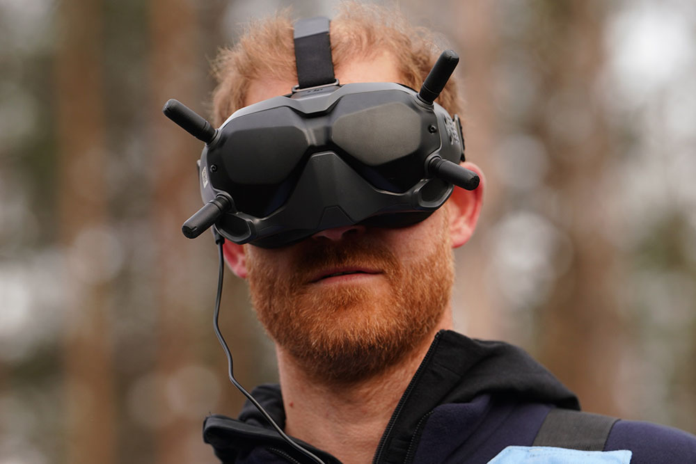 Duke of Sussex wearing drone goggles