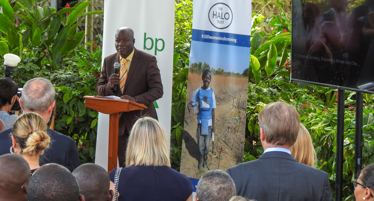 Dr. Adriano from the National Demining Commission of Angola (CNIDAH) at the BP Angola grant signing ceremony in Luanda, May 2019