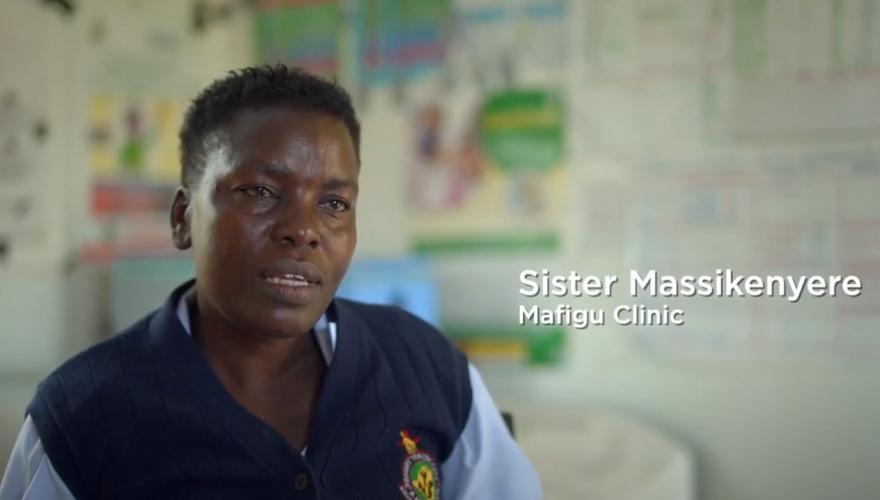 A woman speaks in a piece to camera