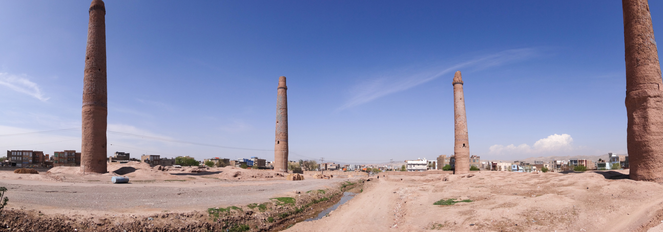 The minarets of the madrasa of Husain Baiqara, built by Sultan Baiqara in the 15th Century, which were used as a base by Soviet troops during the occupation of Afghanistan