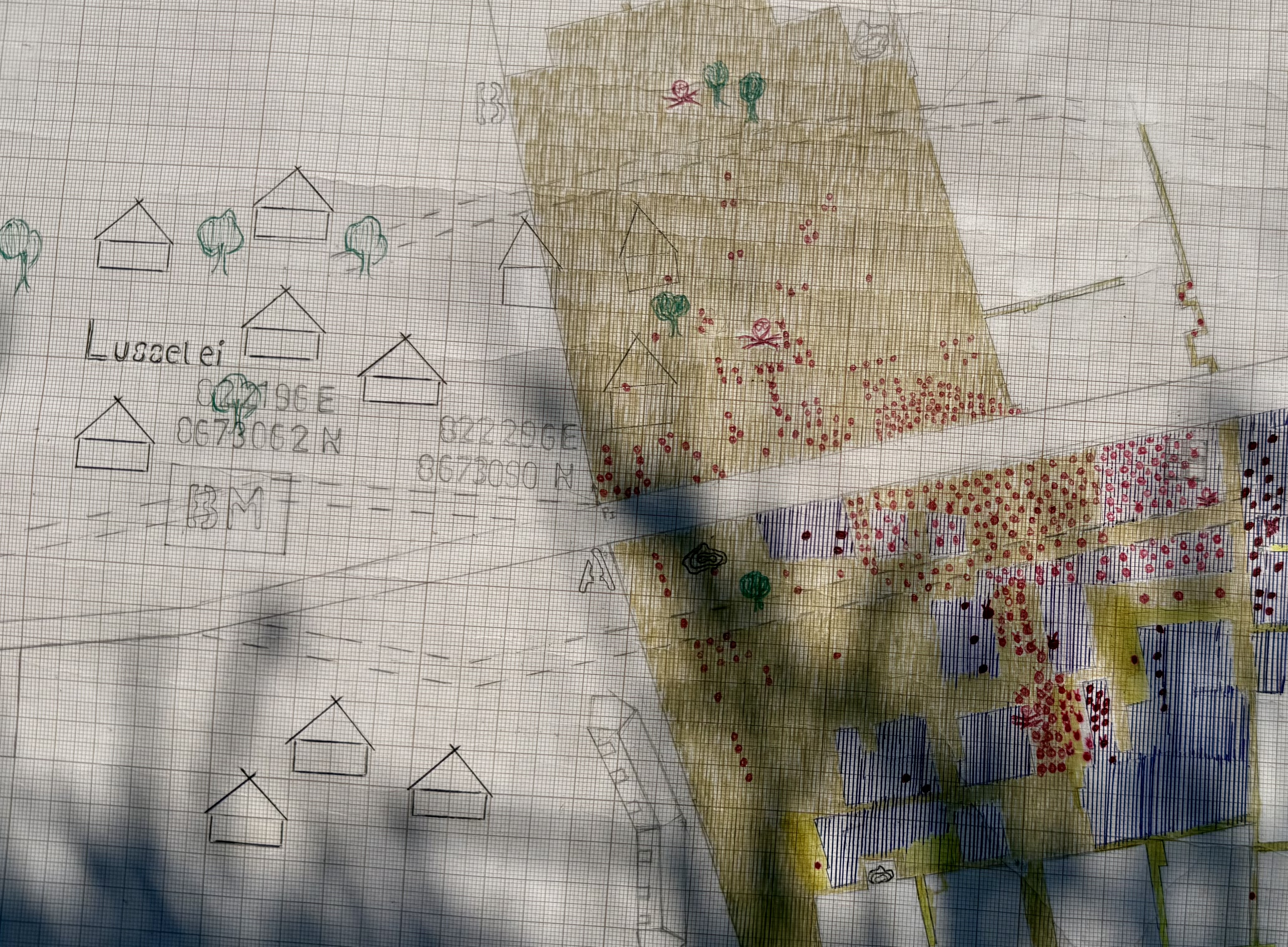 A drawn map of Lusselei, Angola