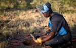 HALO Trust deminer, clearing landmines in Benguela, Angola